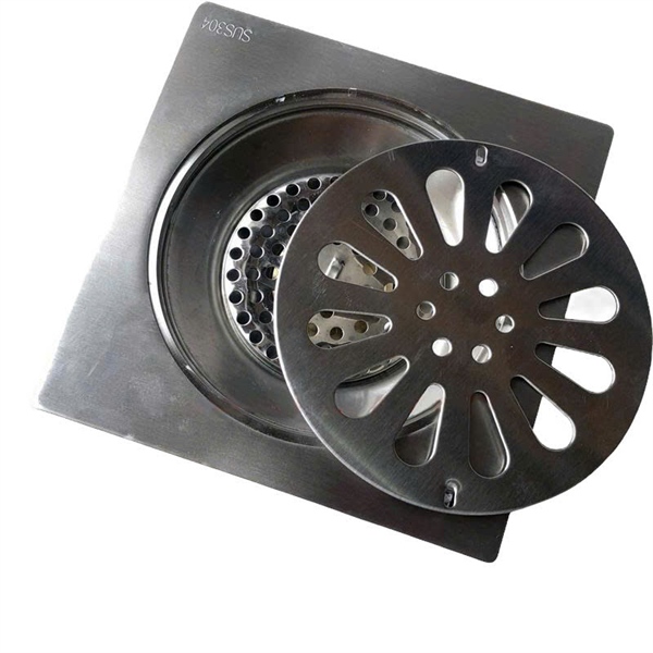 Phểu thoát sàn inox 304 15x15 Aqua Ø60-90 (I)