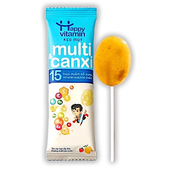 Kẹo mút Happy Vitamin Multi & canxi xanh dương (Dây*10 gói) - EIKODO