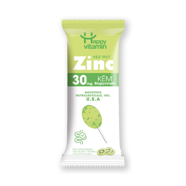 Kẹo mút Happy Vitamin Zinc 30mg xanh lá (Dây*10 gói) - EIKODO