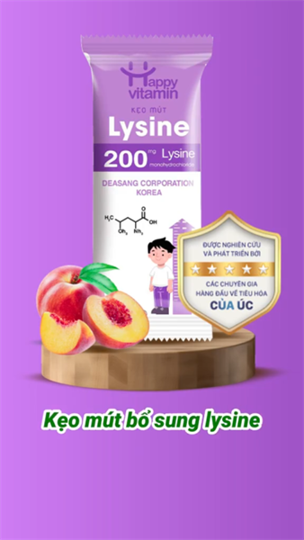 Kẹo mút Happy Vitamin Lysine 200mg tím (Dây*10 gói) - EIKODO
