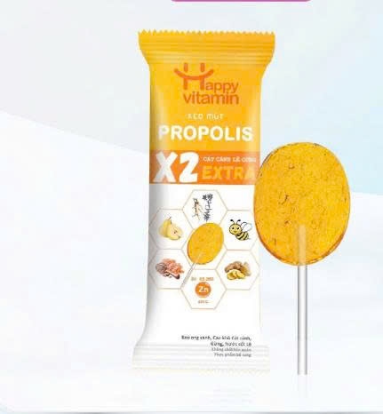 Kẹo mút Happy Vitamin Propolis Extra vàng (Dây*10 gói) - EIKODO