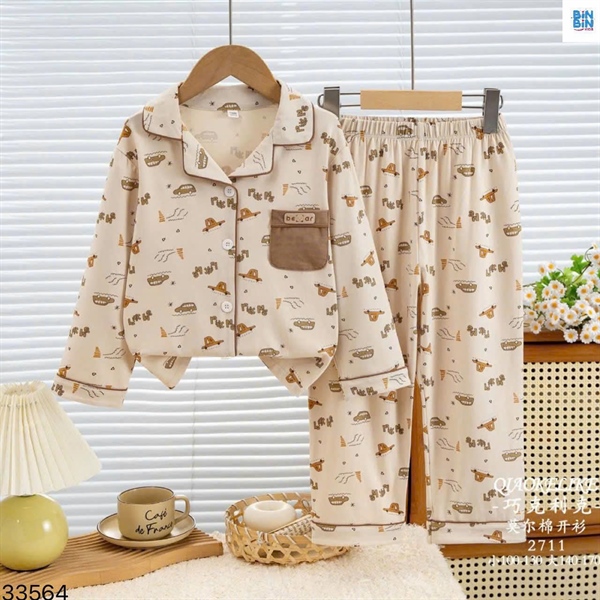 33564-Pyjama ô tô cam viền be