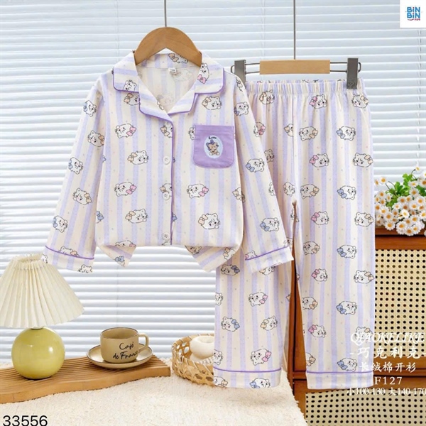 33556-Pỵama mèo fairy kẻ tím