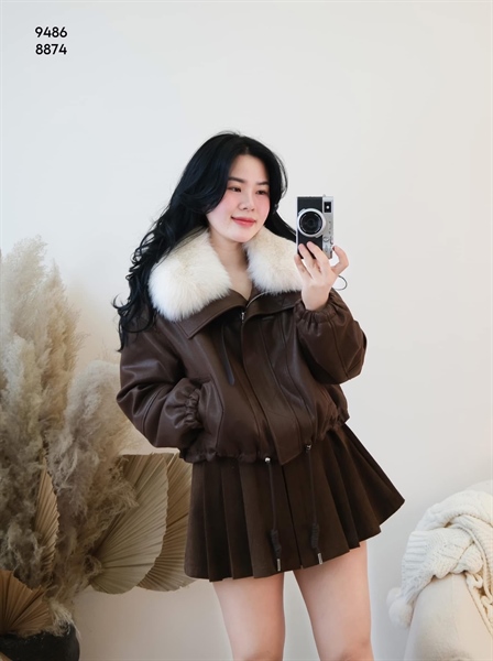 Khoác dạ lộn Cc cổ lông