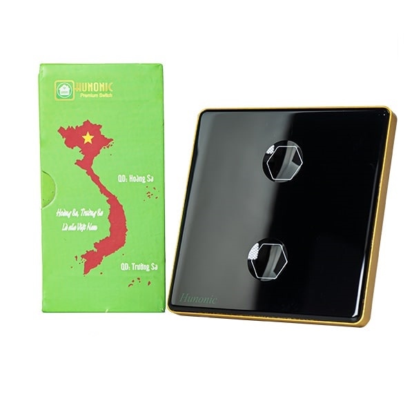 Công tắc cảm ứng BLE Premium 2 Nút, HV, màu Đen