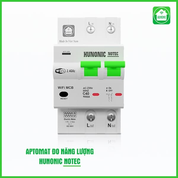 Aptomat Wifi đo năng lượng Hunonic Notec 40A