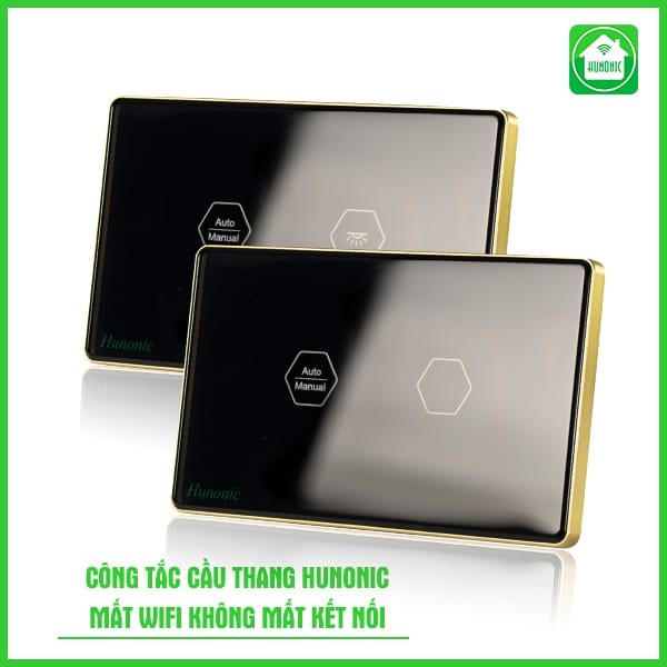 Công tắc cảm ứng WiFi Hunonic Cầu Thang P, HCN, màu Đen