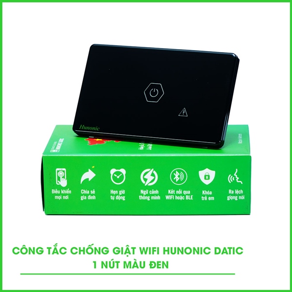 Công tắc cảm ứng WiFi Hunonic Datic CSL Chống Giật, màu Đen