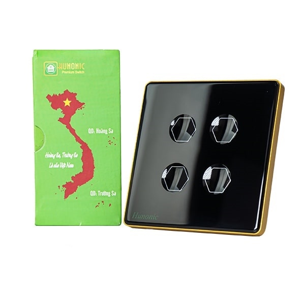 Công tắc cảm ứng BLE Premium 4 Nút, HV, màu Đen
