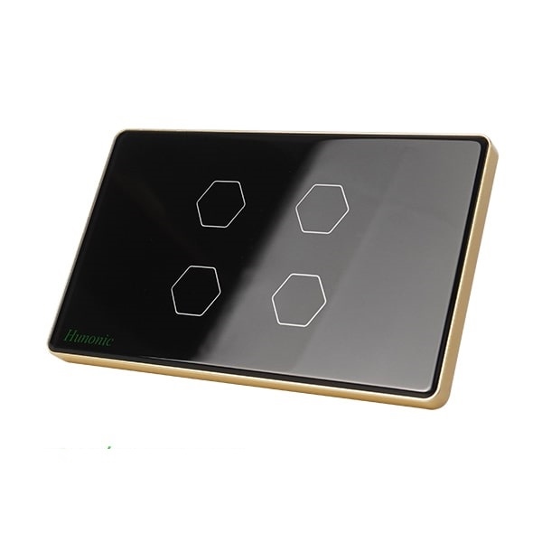 Công tắc cảm ứng WiFi Hunonic 4 Nút, HCN, màu Đen
