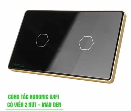 Công tắc cảm ứng WiFi Hunonic 2 Nút, HCN, màu Đen