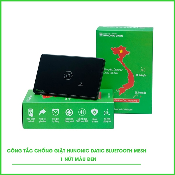 Công tắc cảm ứng BLE Hunonic Datic CSL Chống Giật, màu Đen
