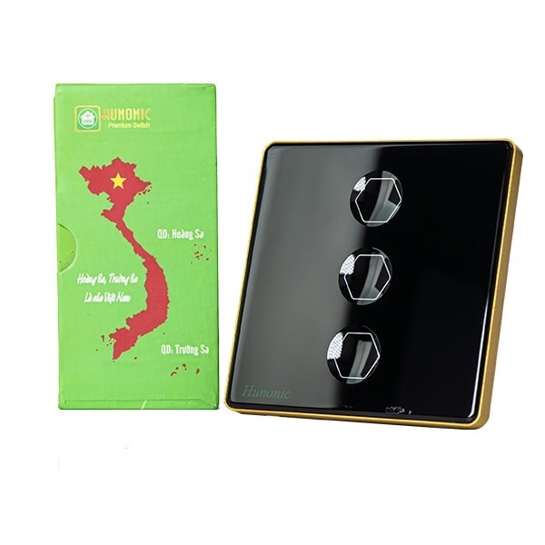 Công tắc cảm ứng BLE Premium 3 Nút, HV, màu Đen