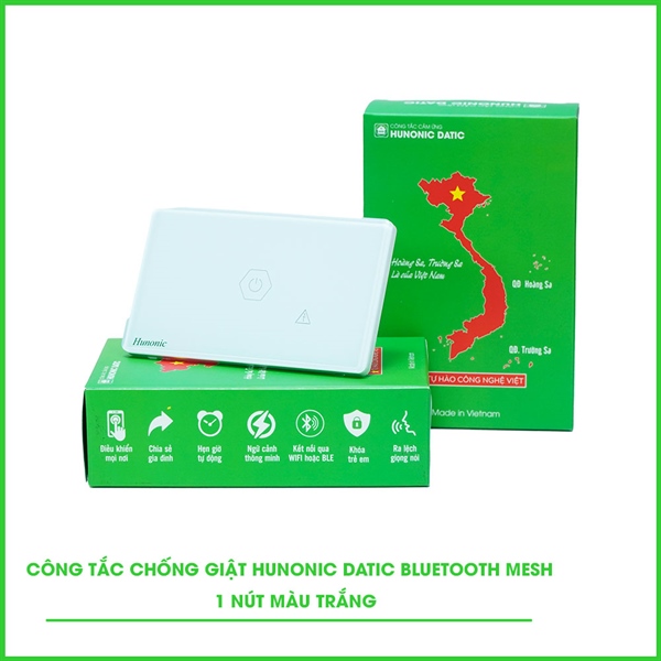Công tắc cảm ứng BLE Hunonic Datic CSL Chống Giật, màu Trắng