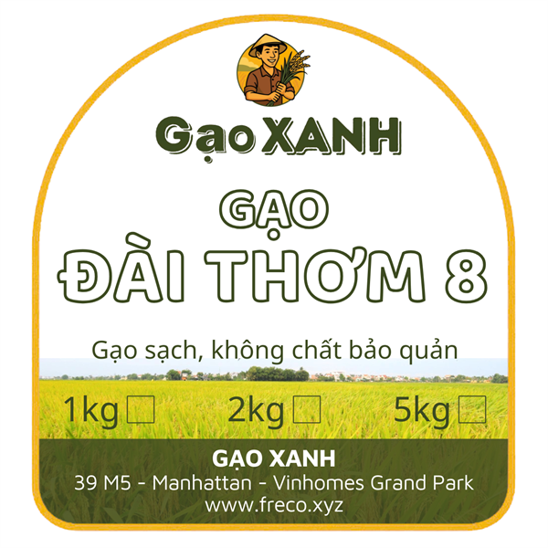 Gạo Đài Thơm 8 5KG (Thương Hiệu Gạo XANH)