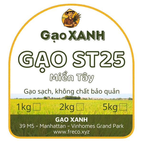 Gạo ST25 Miền Tây 2KG (Thương Hiệu Gạo XANH)