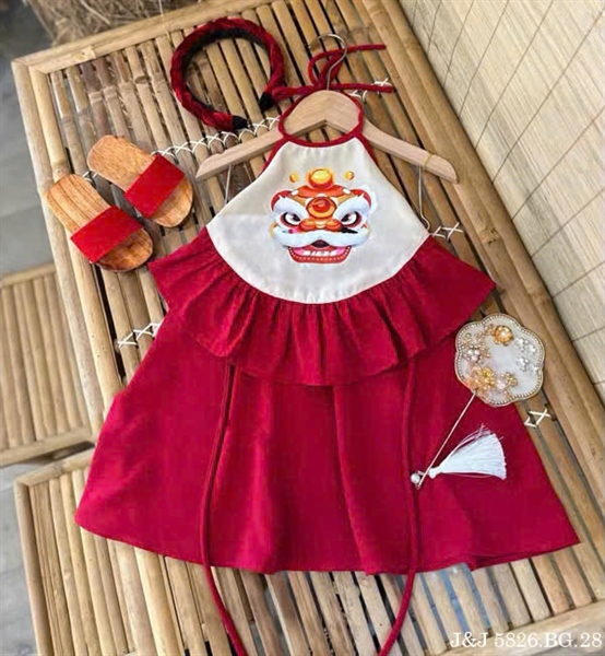 BG set váy yếm kì lân (18/24m-6/7y)