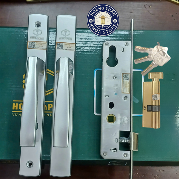 KHÓA CỬA NHÔM ĐÚC BẠC - HỆ XINFA MỞ TRONG - KHÓA THƯƠNG HIỆU HỒNG PHÁT. BẢO HÀNH 1 NĂM.