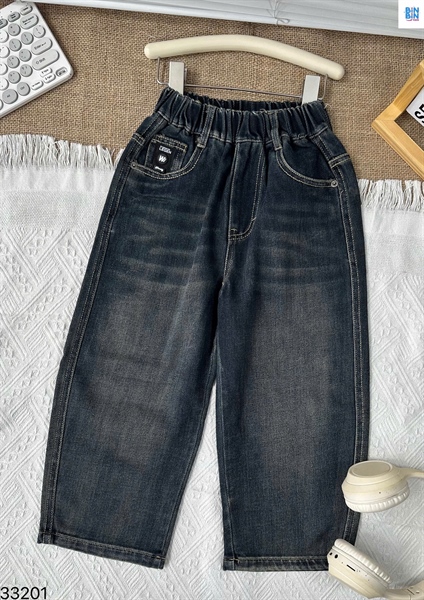 33201-Quần Jean dài chữ W xanh
