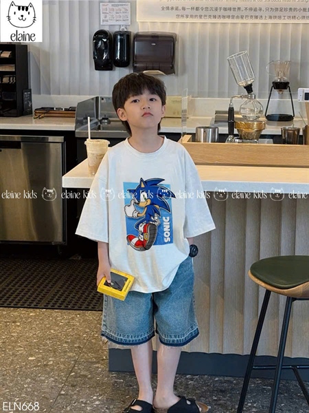 32672 - Set bộ Sonic áo trắng+quần jean xanh