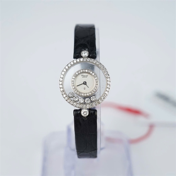 Đồng hồ Chopard 2 vòng viền kim dây đen- kim zin (242443) sz22.8 (HC) KG+