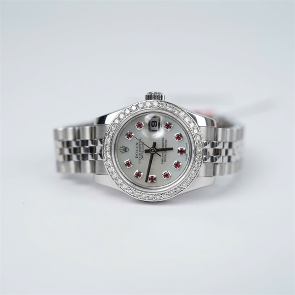 Đồng hồ Rolex bạc viền kim mặt & kim độ (T64757E3) sz28.9 (HC) KG+