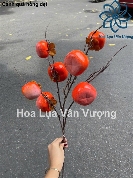 Cành quả hồng dẹt - Cành quả - Hoa Lụa Vân Vượng