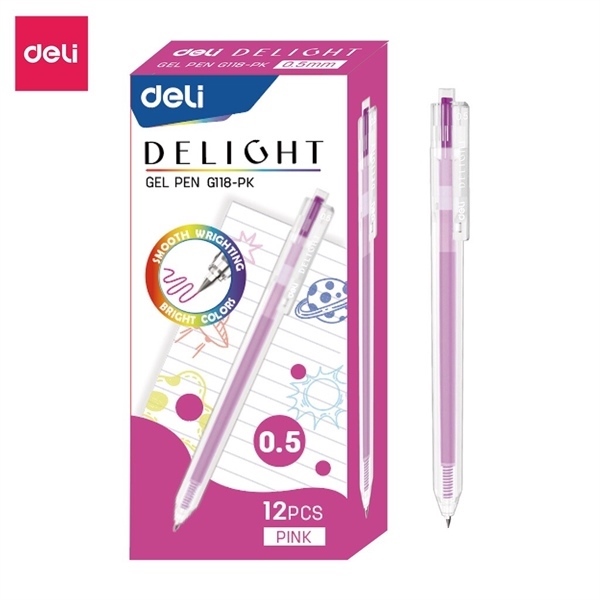 Bút gel Deli G118 hồng pastel