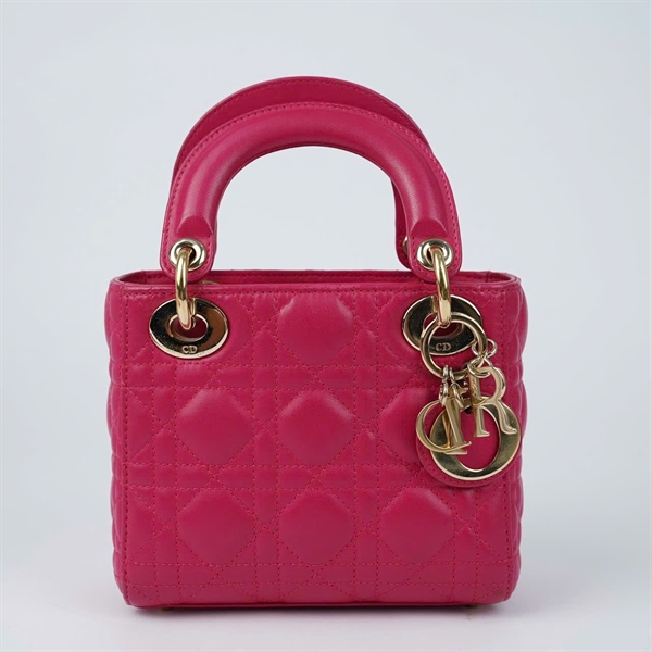 Túi Dior Lady hồng đậm (17-BO-0115) szMini KG+