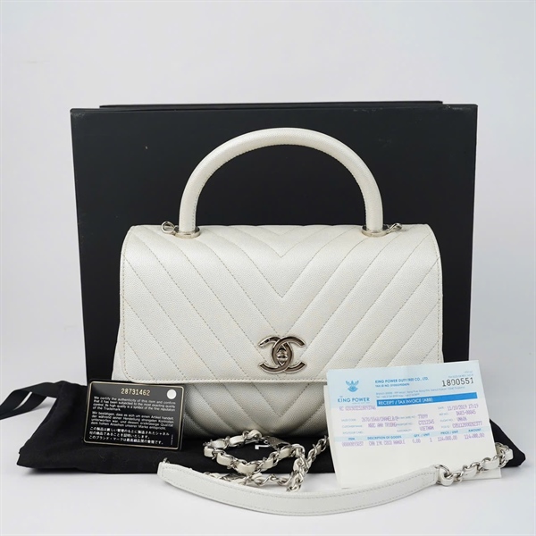 Túi Chanel Coco trắng kèm lót form (28731462) sz29 KG+