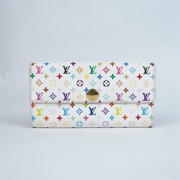 Ví LV trắng có nắp họa tiết Multicolor (LT) KG+
