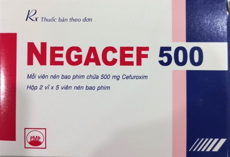 Thuốc Negacef 500 (cefuroxime) Pymedpharco Điều trị nhiễm khuẩn (Hộp 2 vỉ x 5 viên)