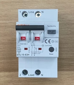 CB CHỐNG GIẬT RCBO 10KA 1P+N 63A 30mA ETEK