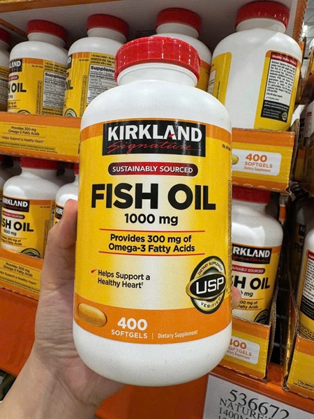 VIÊN UỐNG DẦU CÁ MỸ 𝗙𝗜𝗦𝗛 𝗢𝗜𝗟 𝟭𝟬𝟬𝟬𝗠𝗚 KIRKLAND SIGNATURE 1000mg 400 viên