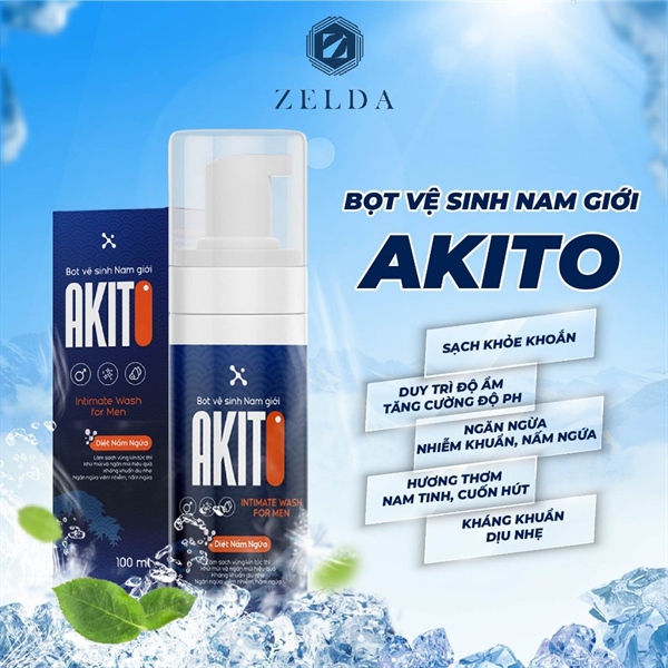 Dung dịch vệ sinh nam giới dạng bọt Akito 100ml - Zelda