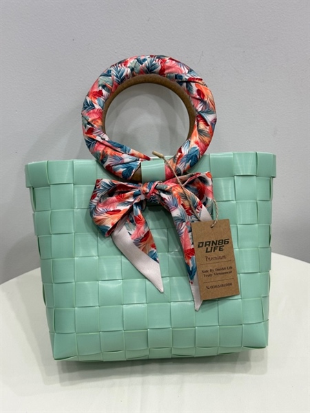 Túi quai gỗ khăn lụa 18x24cm