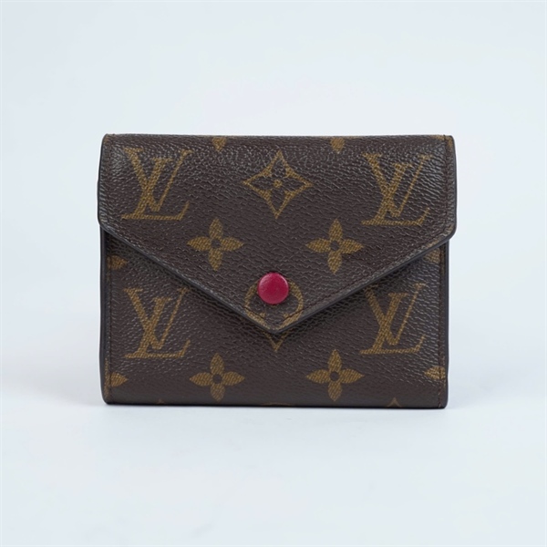 Ví LV hoa nâu gập 3 nút đỏ (SP1157) (LT) KG+