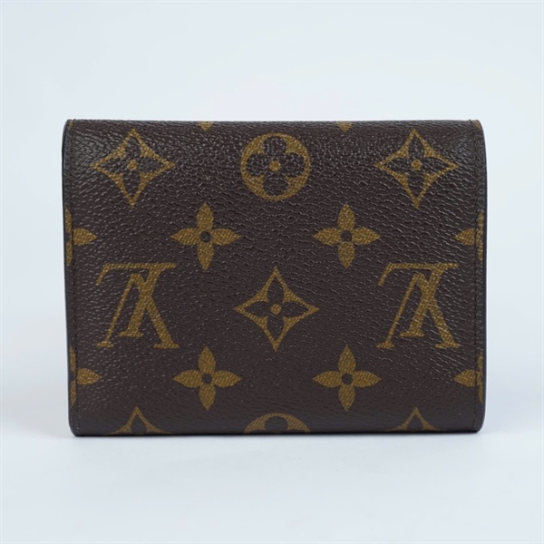 Ví LV hoa nâu gập 3 nút hồng (SF4167) (LT) KG+