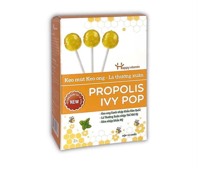 Kẹo mút Hapyy Vitamin keo ong lá thường xuân Propolis Ivy pop (H*12 cái) - EIKODO