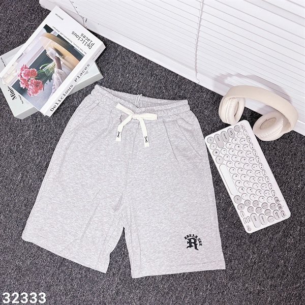 Quần thun thêu chữ R hoa - Xám