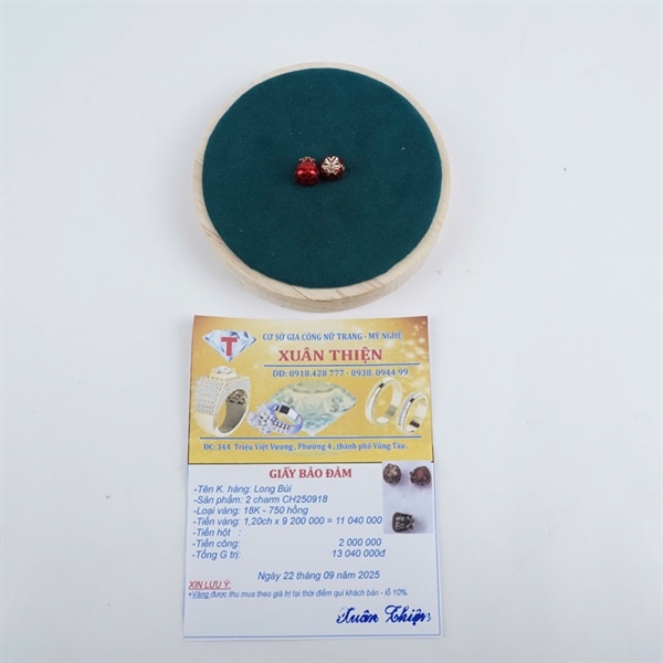 Charm vàng túi tiền đỏ bọc vàng CH250918