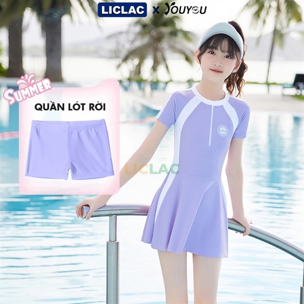 Váy bơi liền thân bé gái 32691Y - màu tím - Size XL