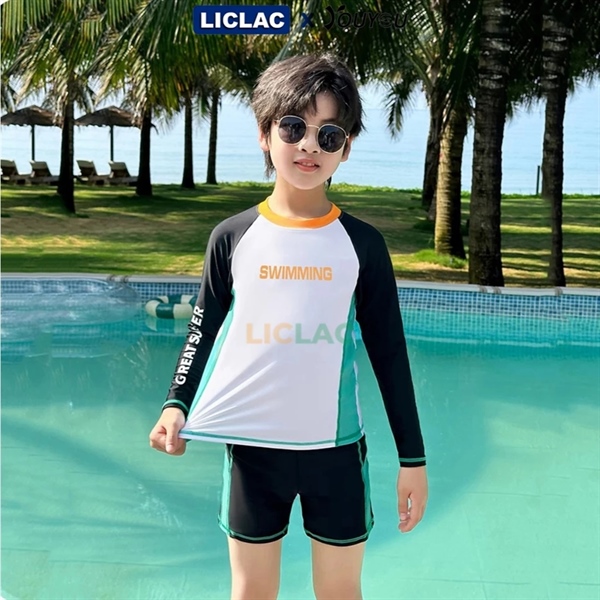 Bộ đồ bé trai tay dài 34082Y - màu đen phối trắng - Size 4XL