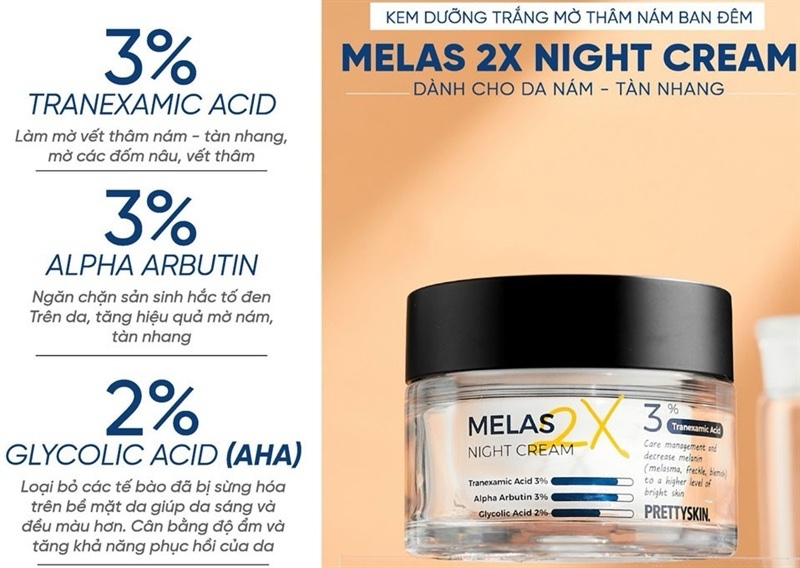 Kem dưỡng trị nám Pretty Skin melas 2X night