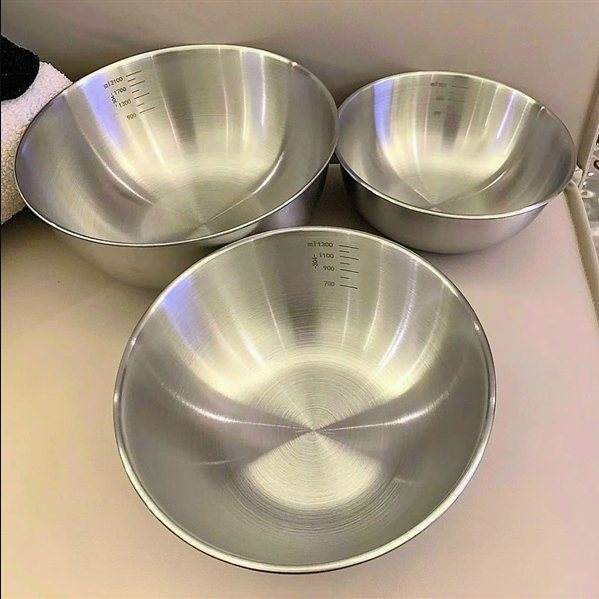 Sét 3 Bát Inox Chia Vạch Dùng Làm Đồ Trộn, Làm Bánh