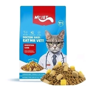 Hạt Mr.Vet All Stage mèo mọi lứa tuổi mix Topping T1 (hỗ trợ tiêu hoá) 1kg