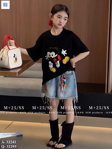 32293 - Quần short M+ Mickey xanh
