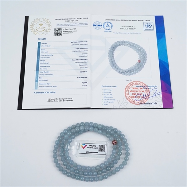 Chuỗi băng lam thiên ko My 108 hạt ly5.98-5.84 (353539) KG+