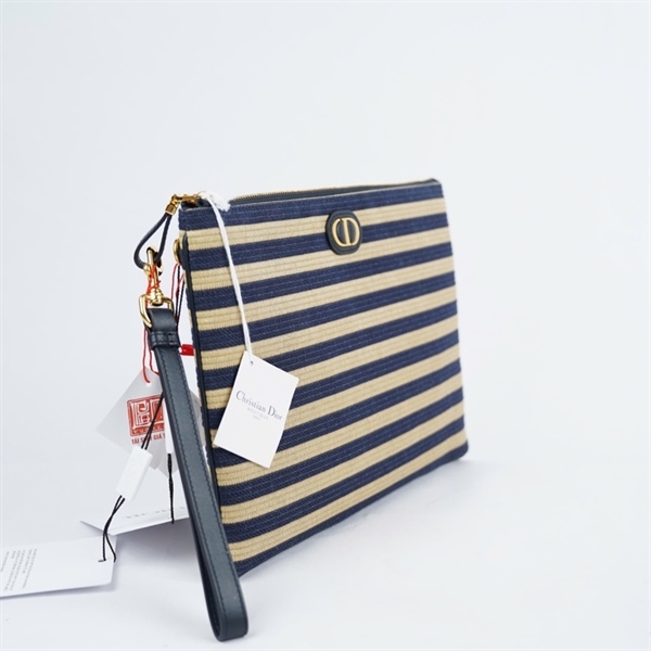 Túi Dior Clutch vàng sọc xanh đen (48-MA-0243) sz30 KG+