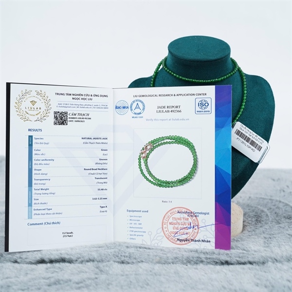 Chuỗi băng lục đế vương Gua 157 hạt ly3.62-3.25 (492366) KG+